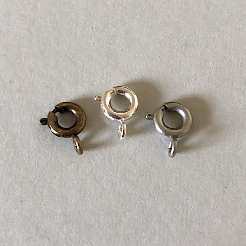 🆕 15 Round Metal Jewelry Clasps - 3 colours - 5 of each - approx. 3 mm